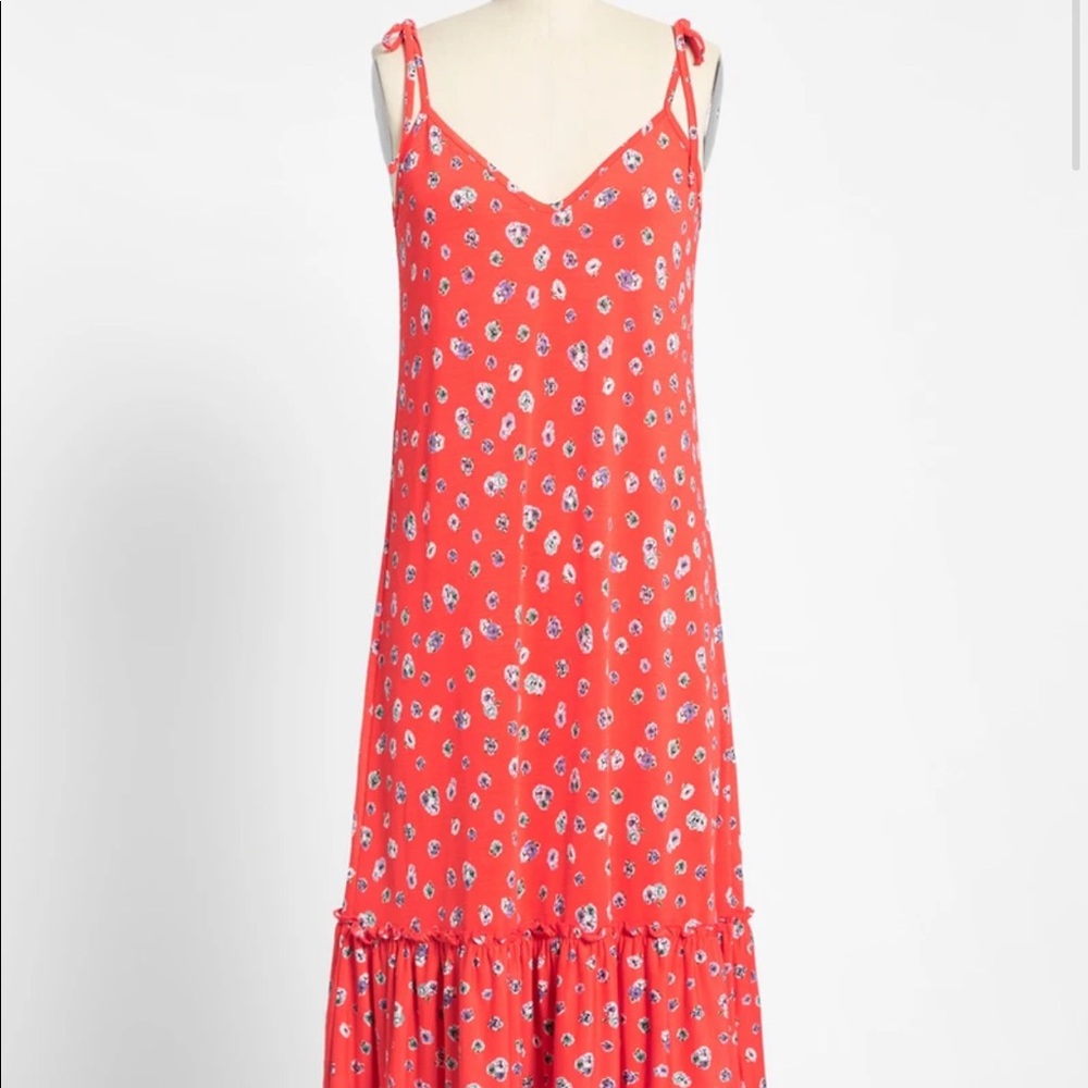 ModCloth floral midi dress spaghetti string